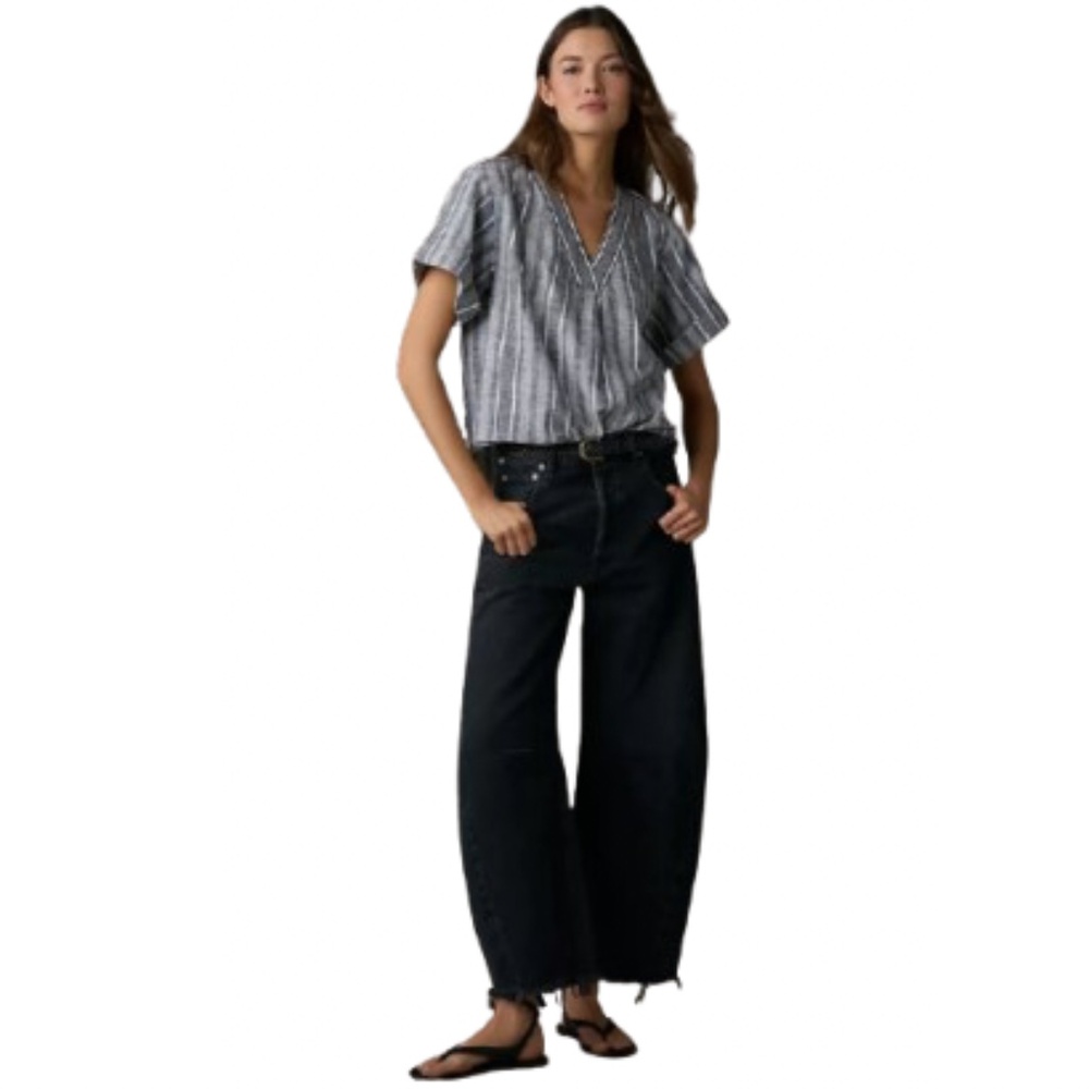 ANTHROPOLOGIE Pilcro Linen Henley Surf Shirt - Picture 4 of 15